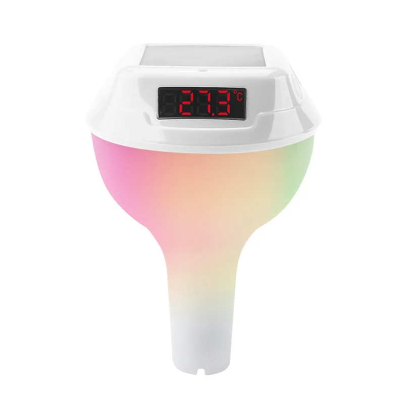 AB42-Solar Pool Thermometer With Wireless Floating Design, LED Digital Readout, And RGB Atmosphere Light