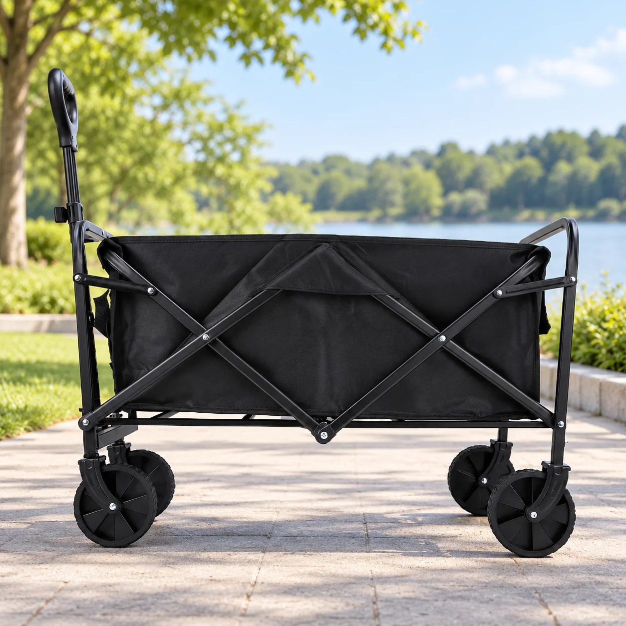 4 Inches Stainless Steel Four-wheel Folding Tool Cart With Wheels Portable Outdoor Camping Shopping Cart