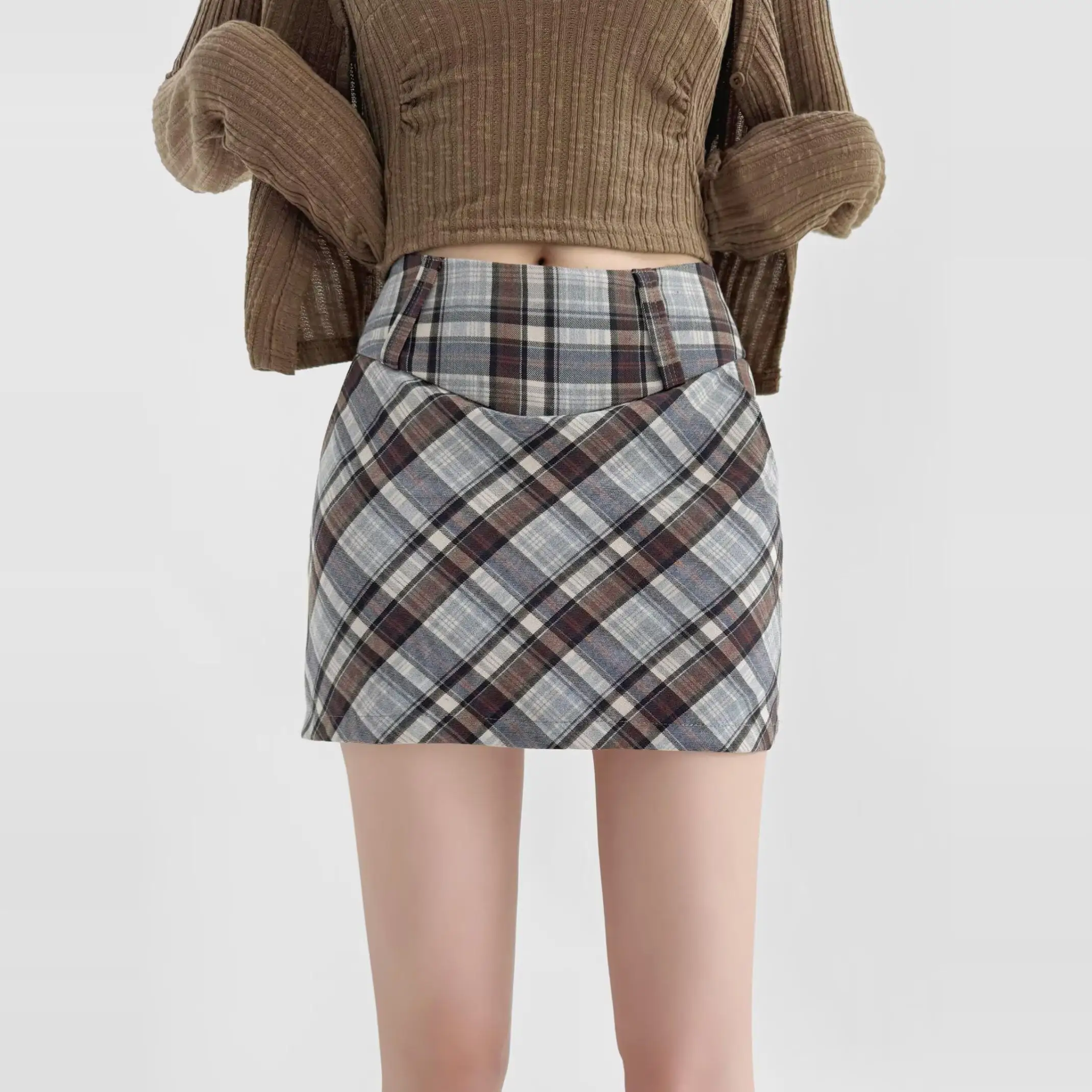 Hoge taille geruite rok dames bodycon a-lijn school sle retro Amerikaanse lente zomer ort rokken wikkel rond rokken