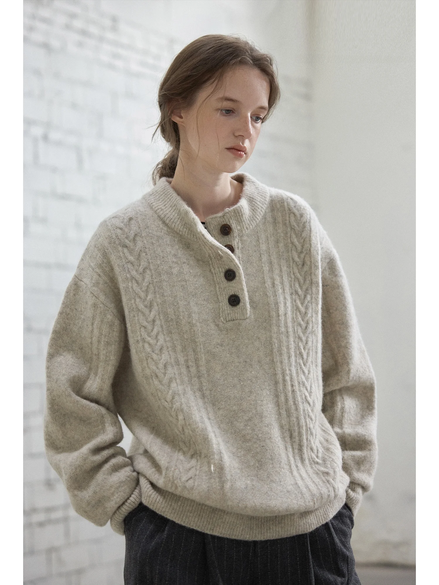 

Женский повседневный свитер оверсайз Nice People 2025AW с V-образным вырезом, разноцветный, с эффектом шерсти, с бахромой, длинный рукав