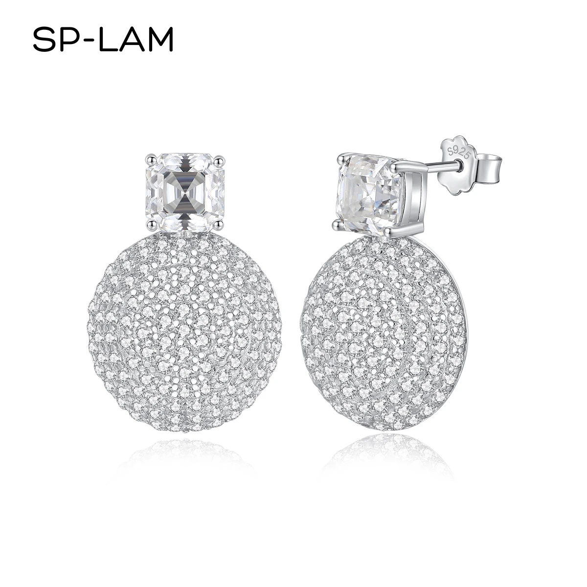 sterling silver asscher cut grande stud earrings para mulheres tiny cz pavimentada joalheria fina presente de aniversario sp lam 2ct por par 925 01