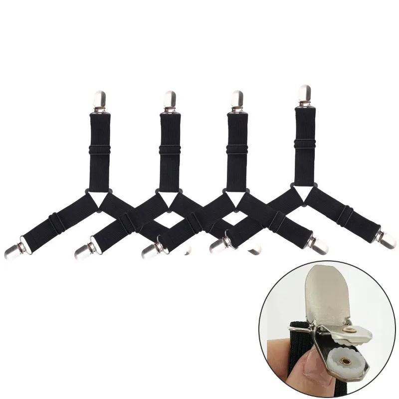 Adjustable Bed Sheet Grippers 4Pcs/Set Belt Fastener Bed Sheet Clips Mattress Cover Blankets Quilt Holder Organize Gadgets