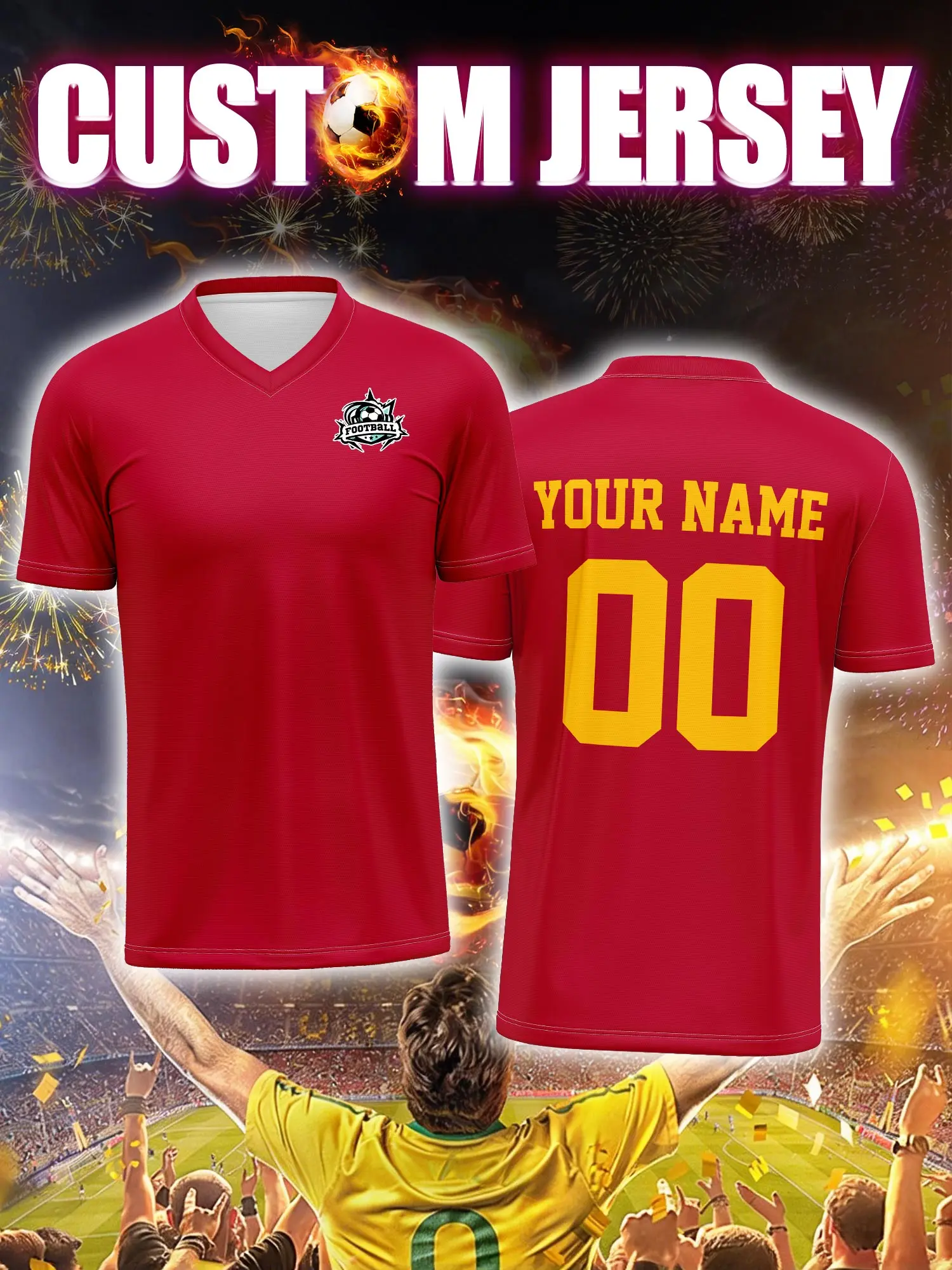 

Спортивная футболка с V-образным вырезом для взрослых и детей, с индивидуальным именем и номером, быстросохнущая, модная, с сублимационной печатью, 2026