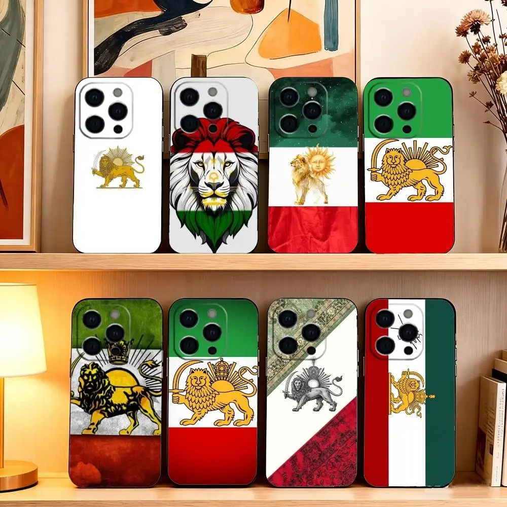 Lion F-Flag of I-Iran  Phone Case For iPhone 17,16,15,14,13,12,11 Plus,Pro Max,XS,Soft Silicone Black Cover