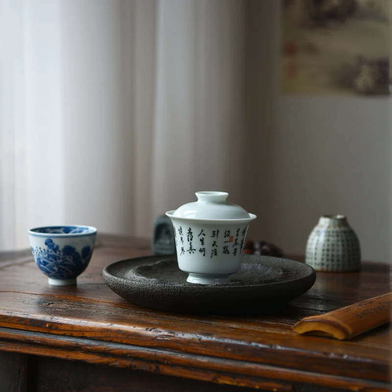 Tea Tray Stone Chinese Tea Set Kungfu Table Teaware Board Cup Antique Plate Teapot Saucer Home Decorative Office Accessories
