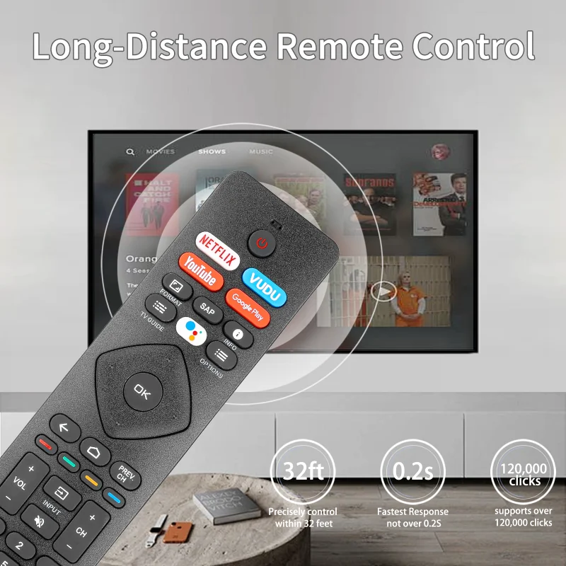 NH800UP RF402A-V14 For Philips Voice Remote Control Compatible With Philips Android TV 32PFL5505 43PFL5604 43PFL5704 43PFL5766