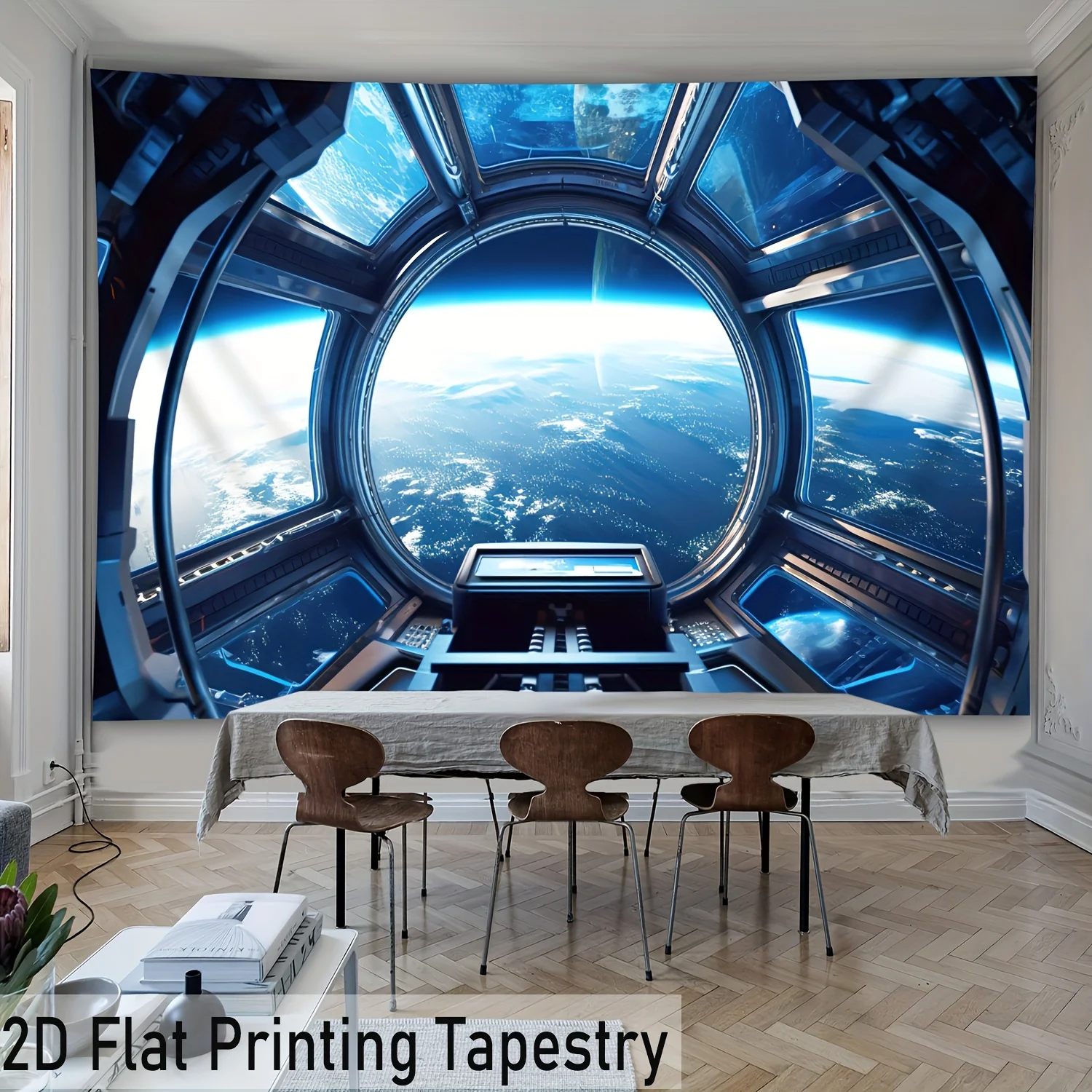 2D plat afdrukken Galaxy Planet tapijt, grote ruimte universum muur kunst, print polyester decor voor woonkamer slaapkamer, HD Cosmic