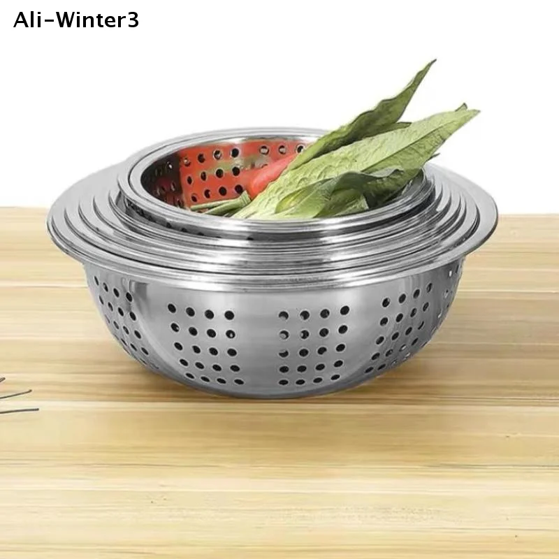 【YY】1Pc 2026 New Stainless Steel Drain Basin Strainer Colander Big Drainer Basin 22/24/26/28/30/34CM Kitchen Tool - Image 5
