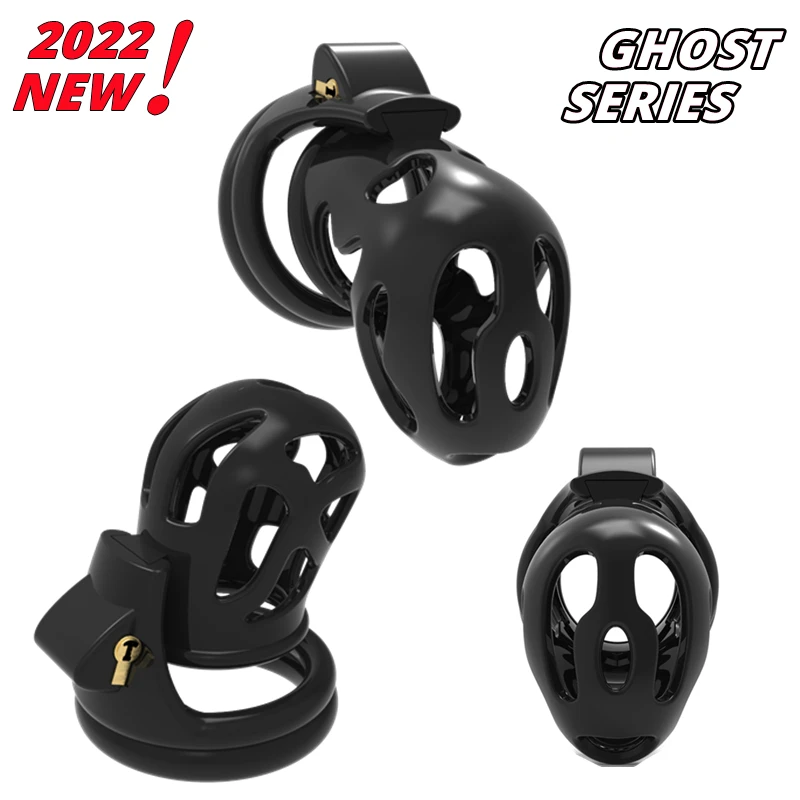 CHASTE BIRD Custom Ghost Male Chastity Device Black Edition Cock Cage Penis Ring With 4 Base Ring Bondage Belt Adult Sex Toys