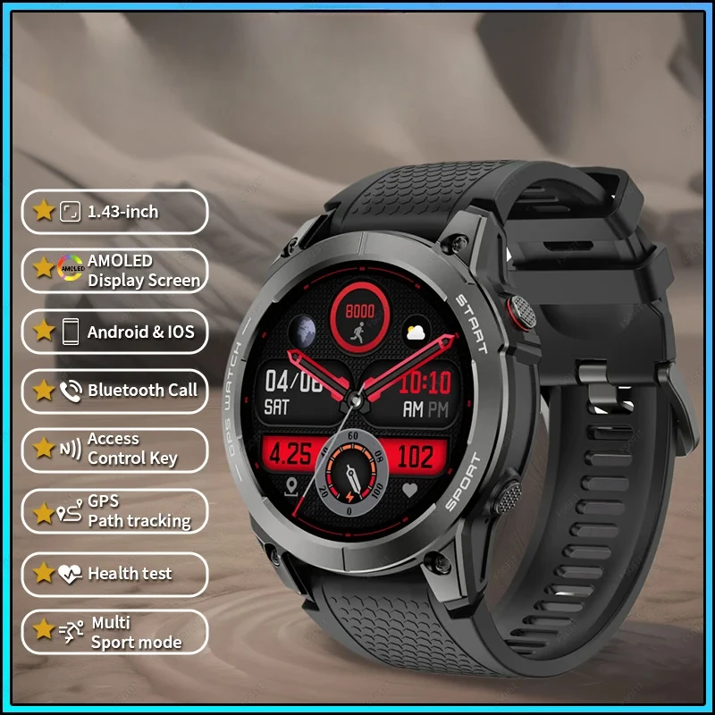 

2025 New GPS Outdoor SmartWatch, Bluetooth Call, 100+ Sports Modes, Heart Rate Monitor Ideal for Men Women Fitness Enthusiasts