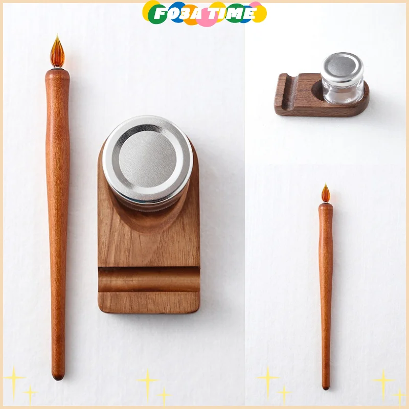 

Wooden Pole Glass Dip Fountain Pen For Art Writing Comics Illustration And Watercolor Painting - Durable Art Supplies