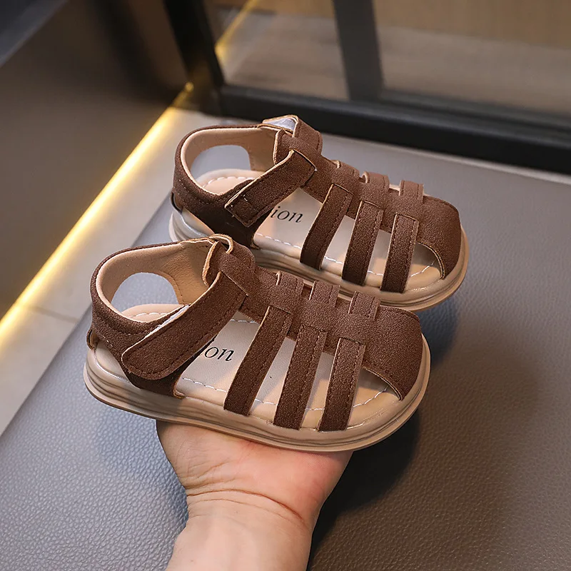 Baby  Sandalia New Fashion Roman Sandals For Boys And Girls Soft Soles Non-slip Beach Shoes Baby Suede Sandals Bun Head