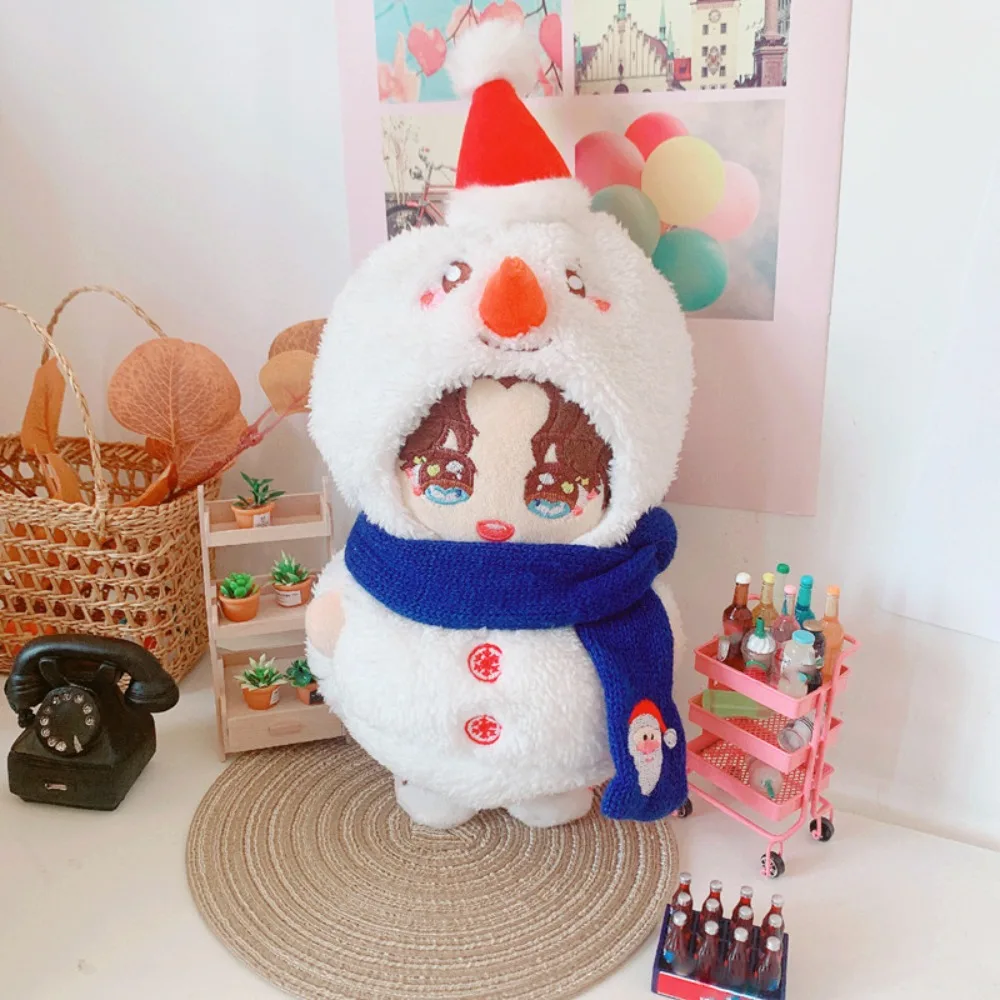 Boneco de neve de natal 20cm algodão boneca roupas substituição roupa de boneca de pelúcia terno diy roupas chapéu de pelúcia