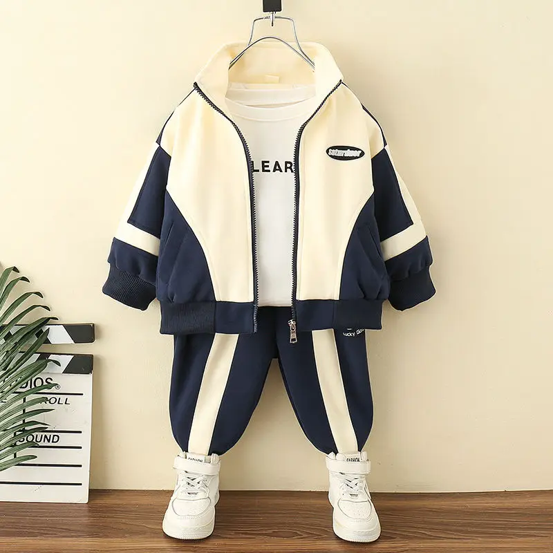 Boys plus cashmere set new style male baby winter cool cool clothes children's autumn and winter fried street children's clothes