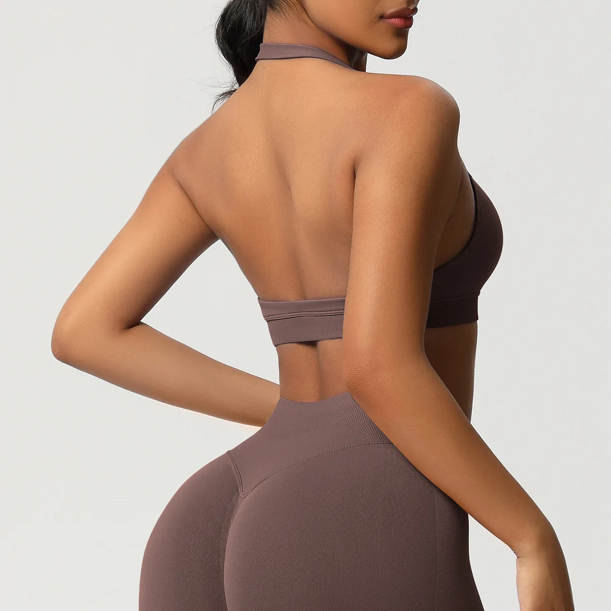 

Женский бесшовный спортивный бюстгальтер — топ для занятий йогой с высоким воротом и открытой спиной, дышащий и поддерживающий для бега в тренажерном зале, фитнес-одежда