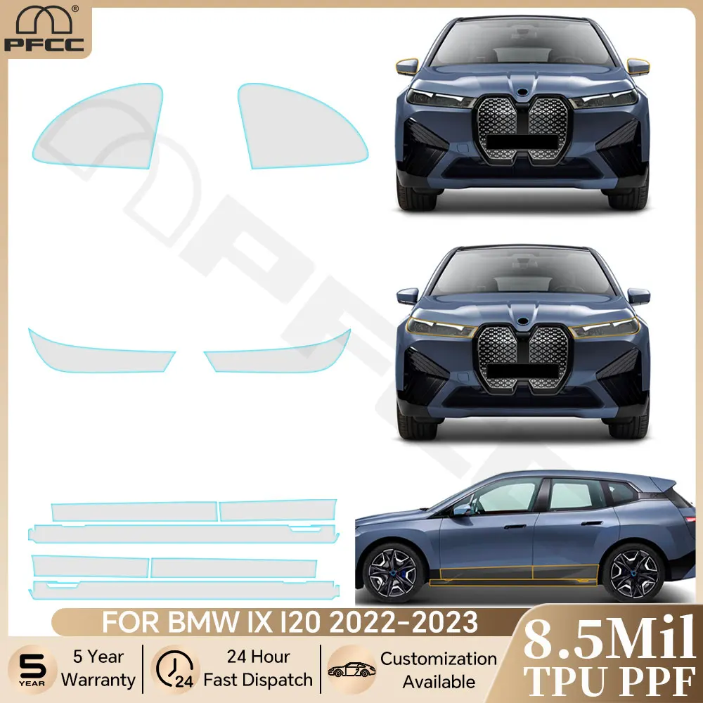 

For BMW iX i20 2022-2023 Headlight Rearview Door Side Skirt TPU Paint Protection Film Pre-cut PPF Clear Bra Anti-scratch Kit