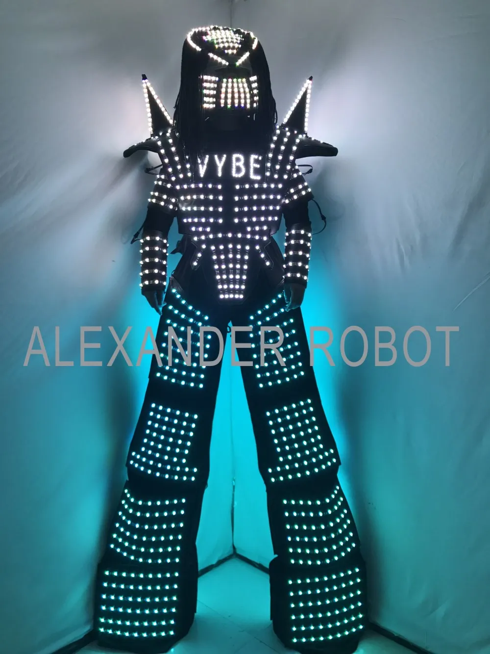 

LED Robot Costume led Clothes Stilts Walker Costume LED Suit Costume Helmet Laser Gloves