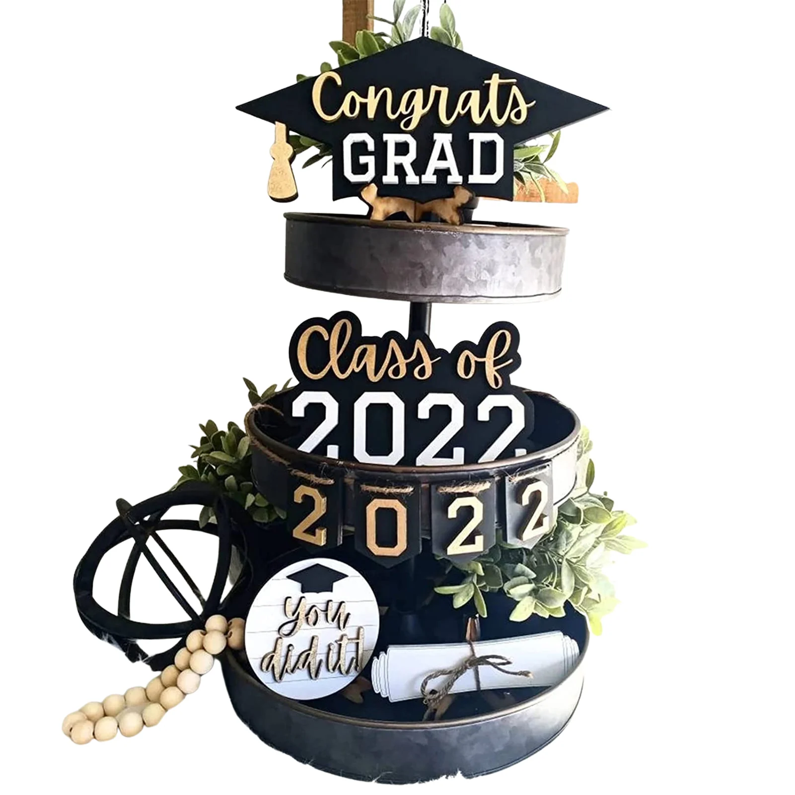 Graduation Tiered Tray Decor Superior Wooden Sign Decor For Class Of Grad 2022 Artless Graduation Decoration Tiered Tray Decor