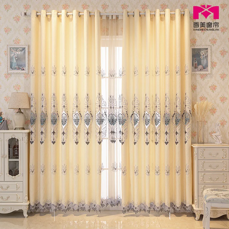 Custom. [27000-Person] Thickened High-End Embroidered Curtain Living Room Master Bedroom Shading Complete Set with Ro
