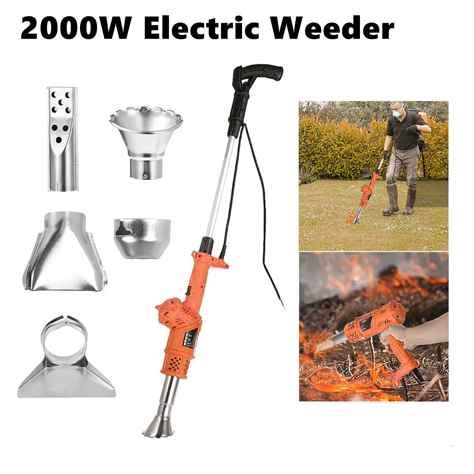 

3 In 1 Electric Weeder Electric Lawn Burner Multifunctional Hot Air Weed Torch Weeding Machine Kitchen Tool Barbecue Lighter EU