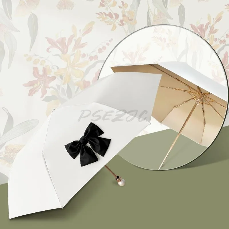 Umbrella Folding Sunscreen Umbrella Retro French Fully Automatic Sunshine Umbrella Sky Pearl Bow