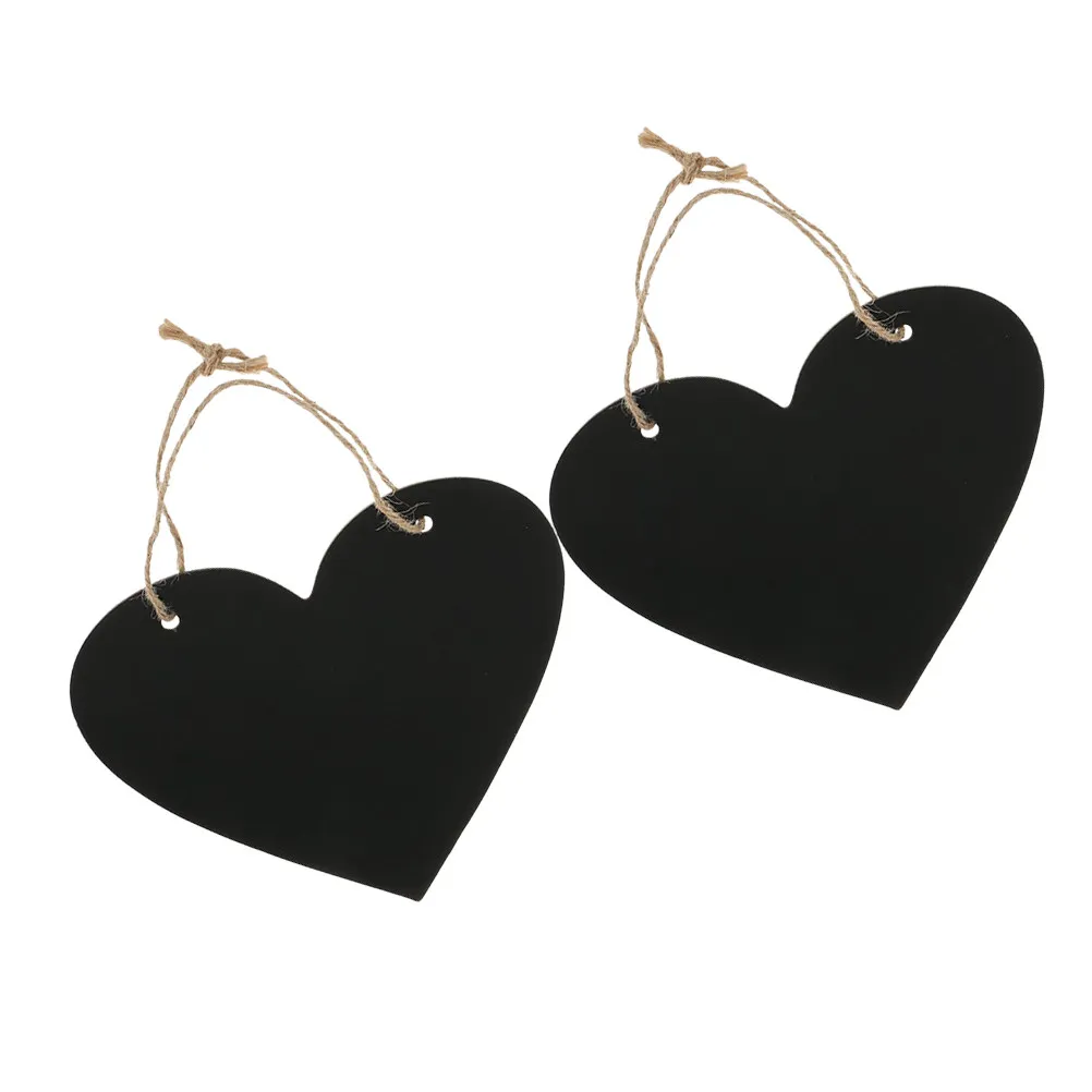 2Pcs Heart Blackboard Hanging Sign Double Sided Mini Message Board Home Wall Decor Decoration Hanging Blackboard