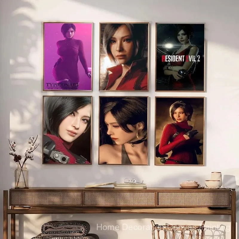 pc Ada Wong Resident Evil  Remake Vintage Posters Wall Art Decor Kraft Paper Kawaii Room Decor Home Decor