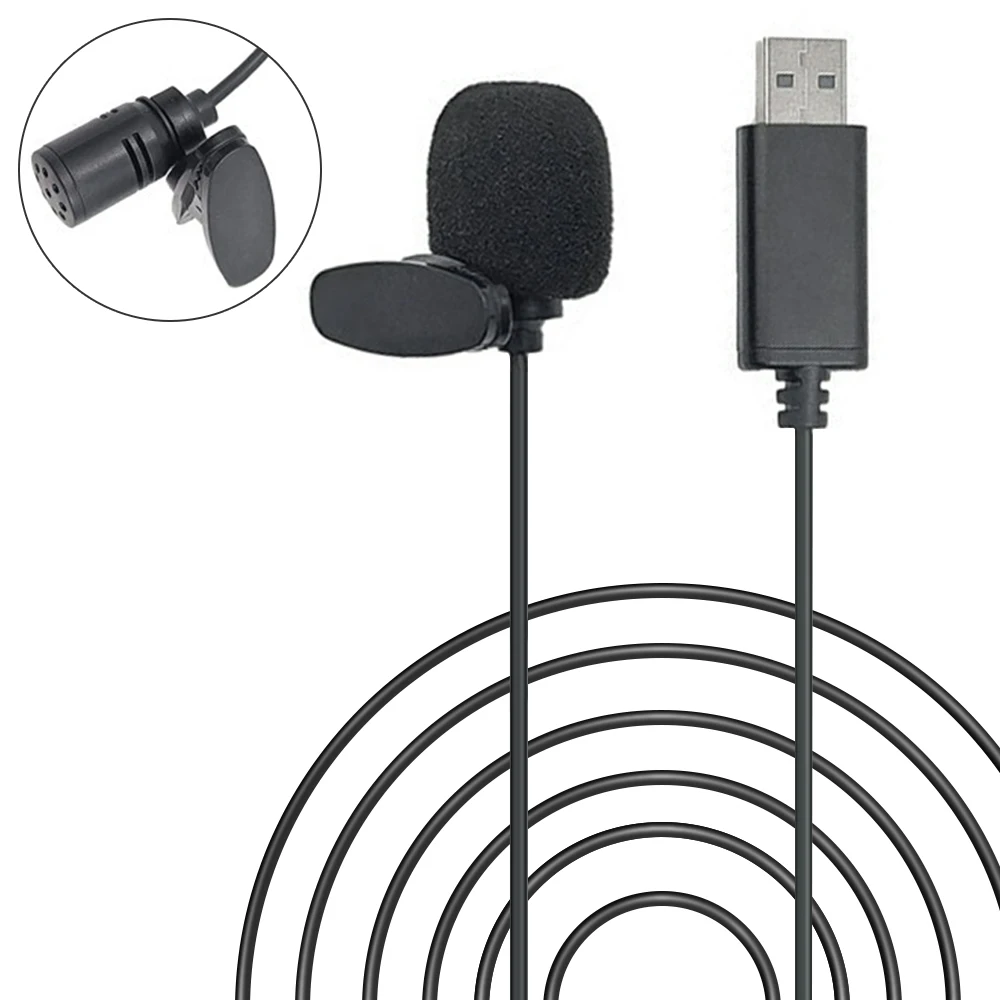 

Portable USB Microphone Lapel Lavalier Mic Clip-on External Radio Microphones for Laptop PC Computer Recording Chat Studio