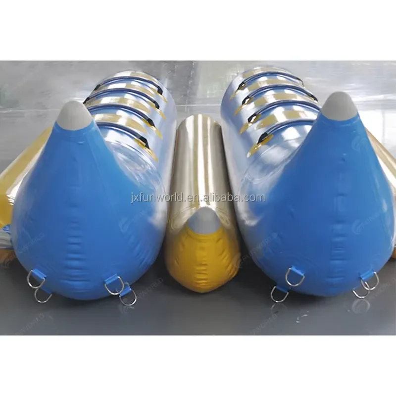0.9mm PVC Inflatable Banana Boat 8-Person Towable Tube for Boating Inflatable Ride-on Banana Float 4