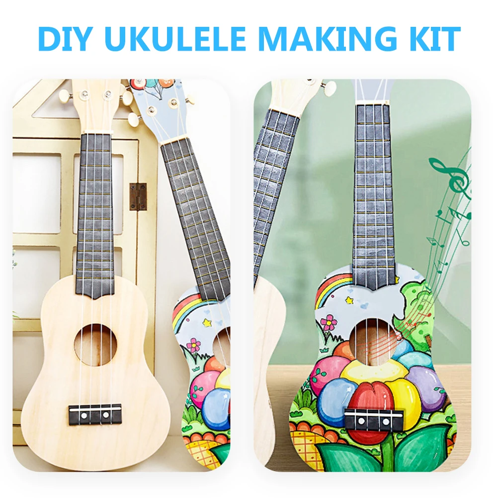 

Ukulele Making Kit Wooden Musical Instrument Lasting Perfect Workmanship Portable Lightweight Fun Creative Toy