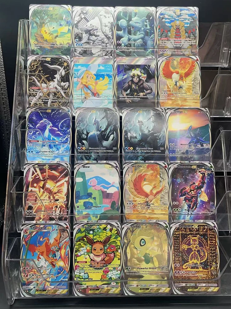 

20Pcs/set PTCG Collection Cards Anime Mewtwo Arceus Giratina Palkia Dialga Embossed Texture Cards Trainer English Card Kid Gift