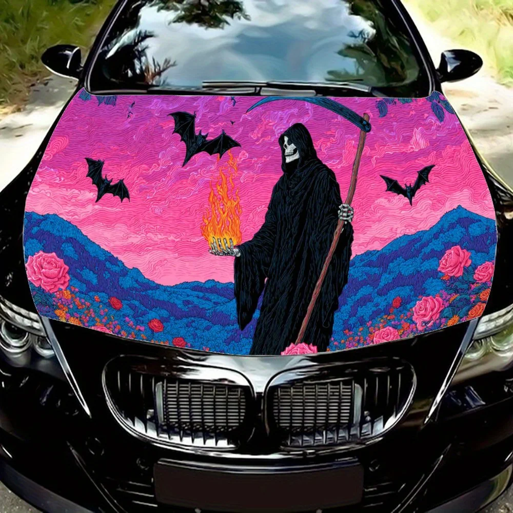 

Череп с цветными брызгами, наклейка на капот автомобиля, самоклеящаяся водонепроницаемая наклейка на капот автомобиля из ПВХ, устойчивая к царапинам наклейка для украшения автомобиля P