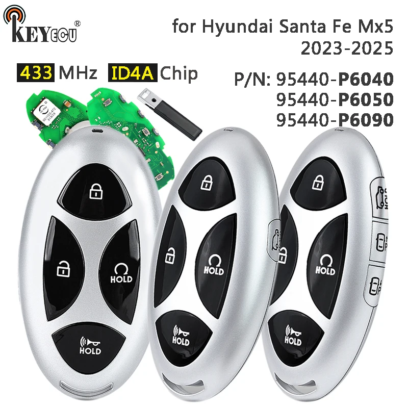 

KEYECU 433MHz ID4A Chip 95440-P6040 95440-P6050 95440-P6090 Keyless-Go Smart Remote Key Fob for Hyundai Santa Fe Mx5 2023-2025