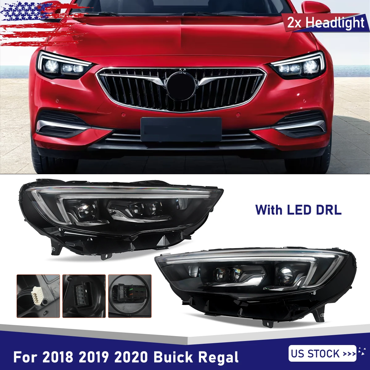 

Полностью светодиодная фара для Buick Regal TourX / Sportback 2018-2020, светодиодная линза-проектор, блок фары в сборе, для правой или левой стороны, 1 шт.