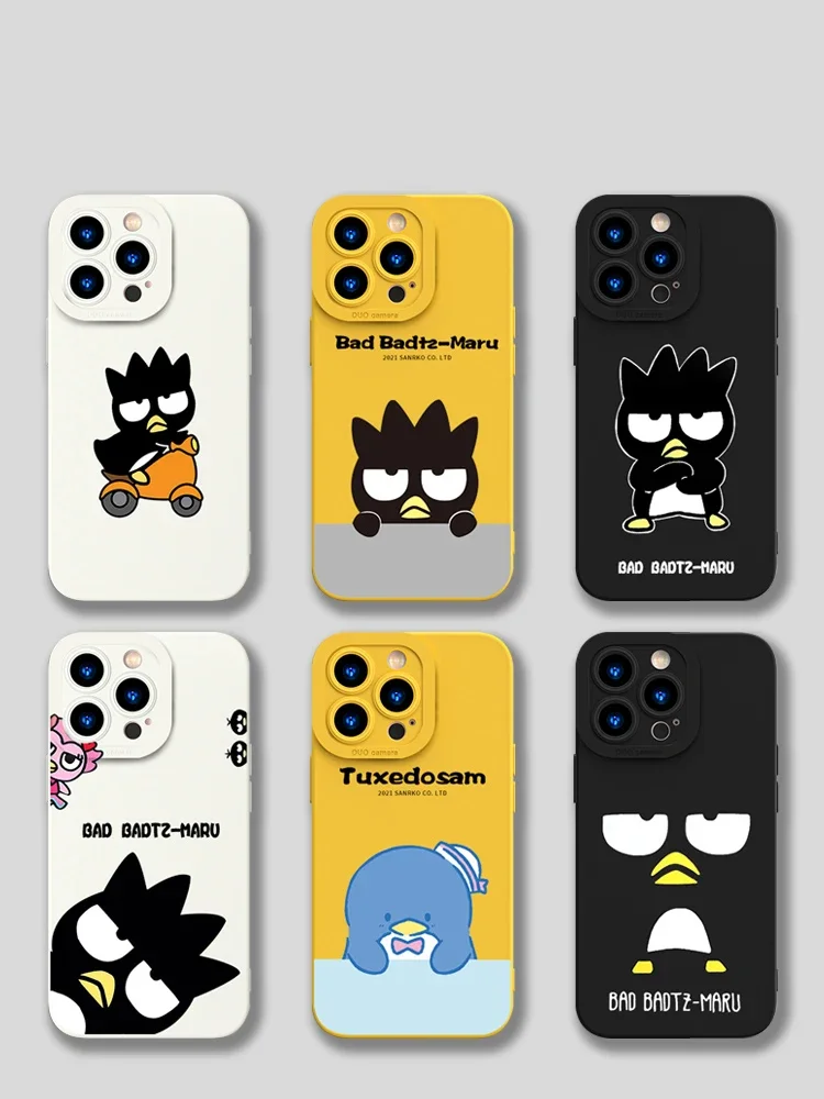 Sanrio Bad Badtz Maru Silicone Phone Case For iPhone 15 14 13 12 11 Pro Max Mini X XS Max XR 8 7 Plus SE2020 Soft Silicone Cover