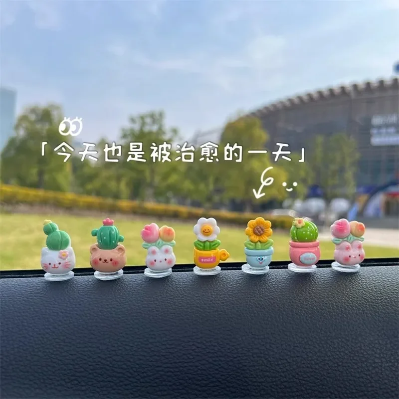 

Cute Spring Car Ornament Animal Cactus Small Potted Plant Shaking Head Resin Automobiles Decoration Accessories Car Decoration