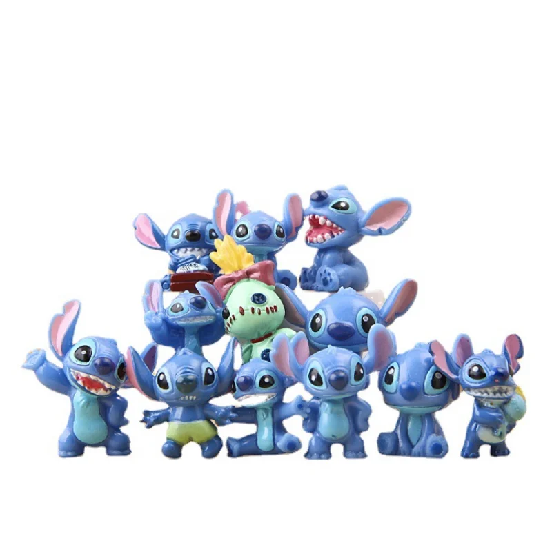 4/12pcsDisney Stitch Figure Toy Set Anime Mini Stitch Action Figures Dolls Home Party Supply Decoration Toys Christmas Gift Toys