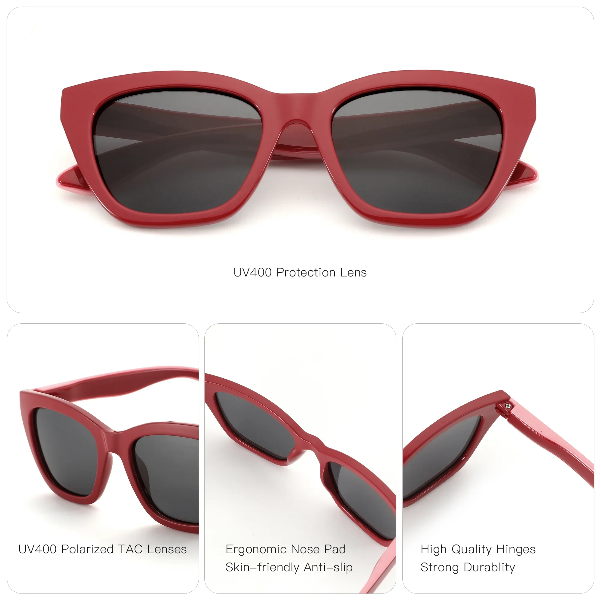 ZENOTTIC Quadratische polarisierte Sonnenbrille 2025, modische Damen-Sonnenbrille mit dickem Rahmen, UV400-Schutz, für Damen, Einkaufen, GIF – Detail 14