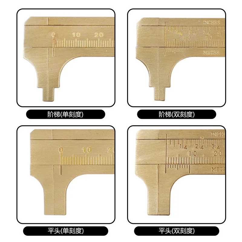 Brass Mini Caliper Vernier Caliper Single/Double Scale Measuring Ruler Portable Pocket Vintage Brass Caliper