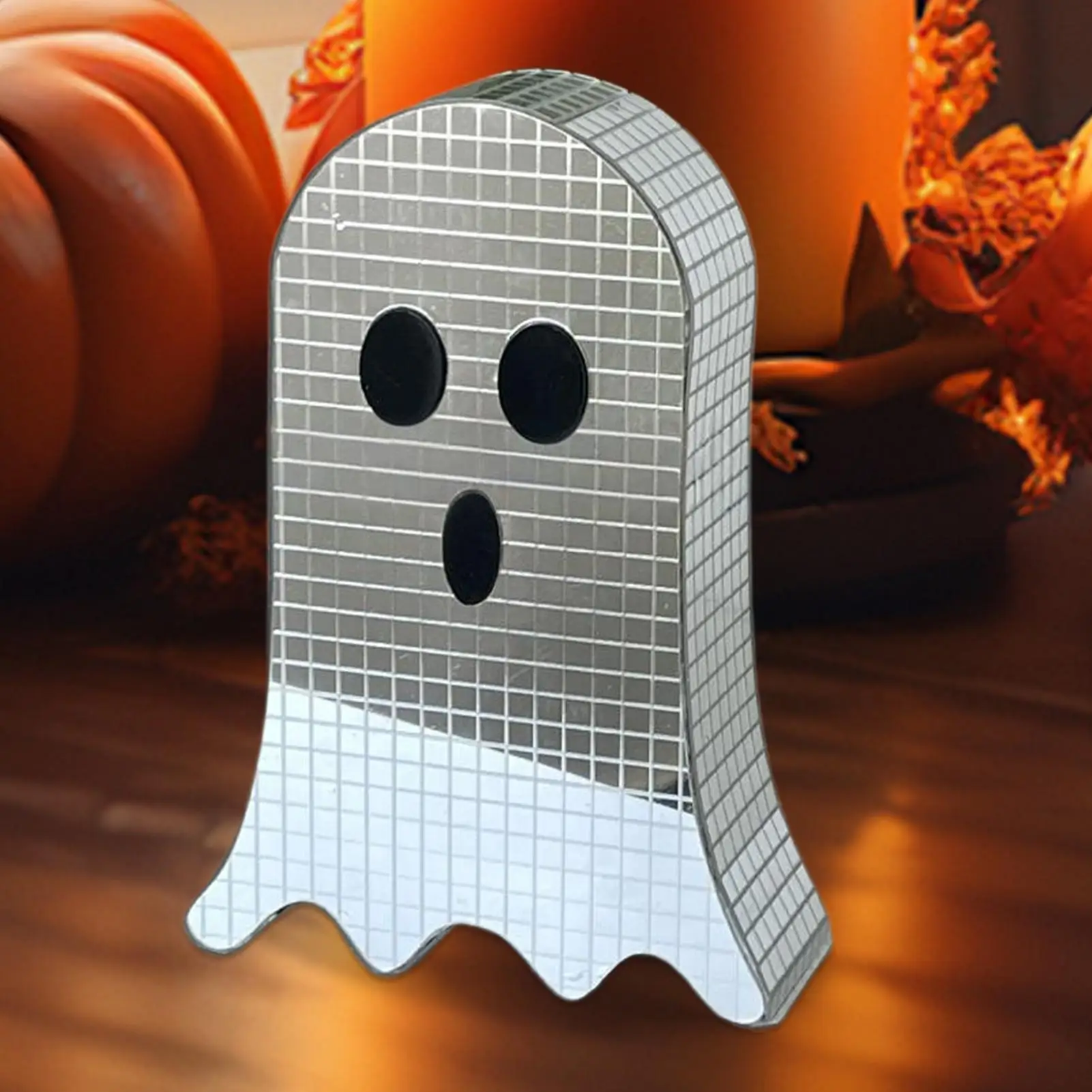 Halloween Disco Fantasma Specchio Decorazione da tavolo da discoteca Glitter Segno fantasma spettrale Decorazione natalizia spettrale per soggiorno camera da letto scaffale