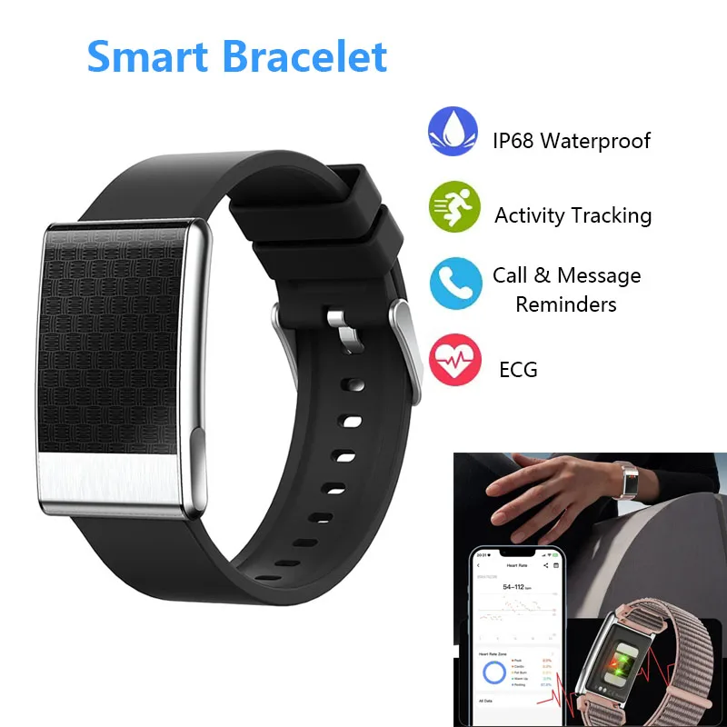 

Screenless Smart Wristband ECG Blood Oxygen Blood Pressure Sleep Body Temperature Monitoring Bluetooth Smart Bracelet Pedometer