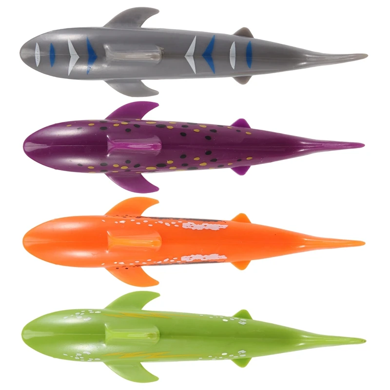 4 PCS Children's Swimming Toy Shark Shape Dive Toy Water Game Toy Game Diving Toy Pool Glide Shark Throw Torpedo Toy