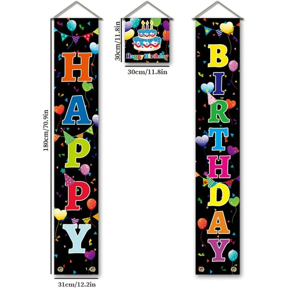 Happy Birthday Porch Banners Colorful Happy Birthday Porch Sign Banner Happy Birthday Door Banner Yard Sign Celebration