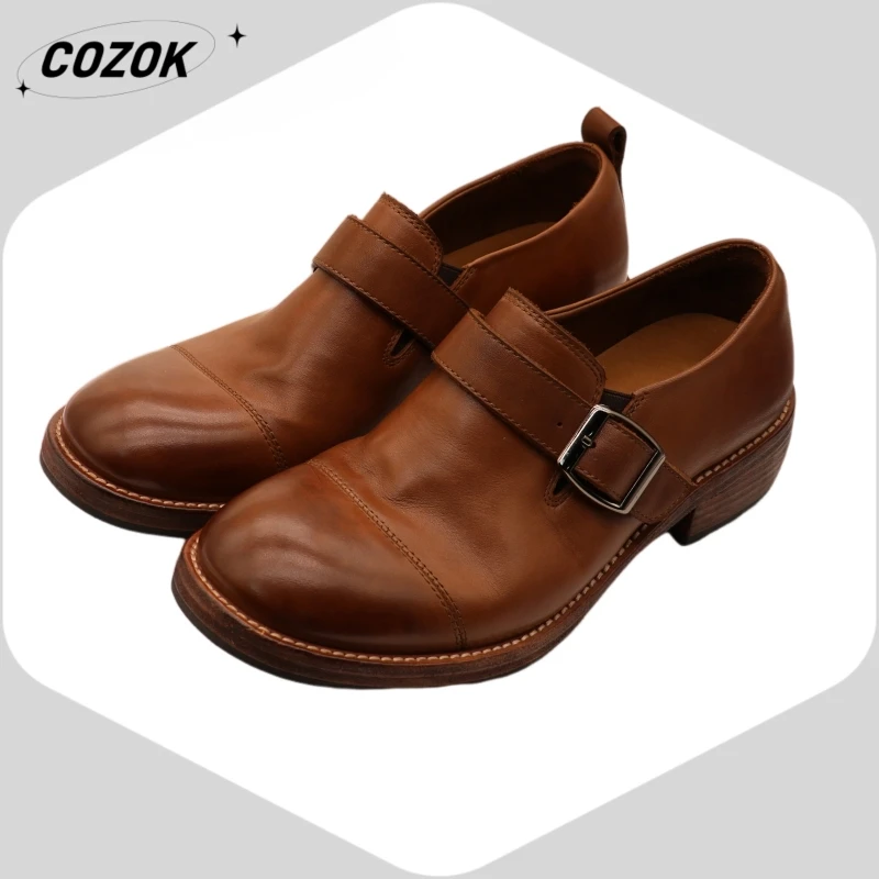 24 Business Formal Wear Casual Horse Leather Shoes GOOD YEAR Handmade Washed-out Vintage British Leather Shoes Men