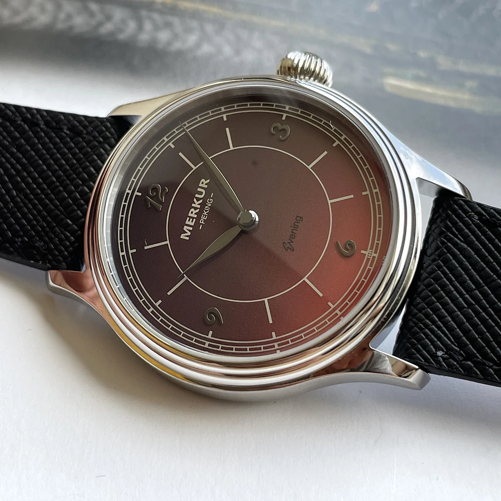 Merkur Sunset Manuelle mechanische Uhr für Herren, wasserdichte Uhr, Relogio Masculino, 38 mm