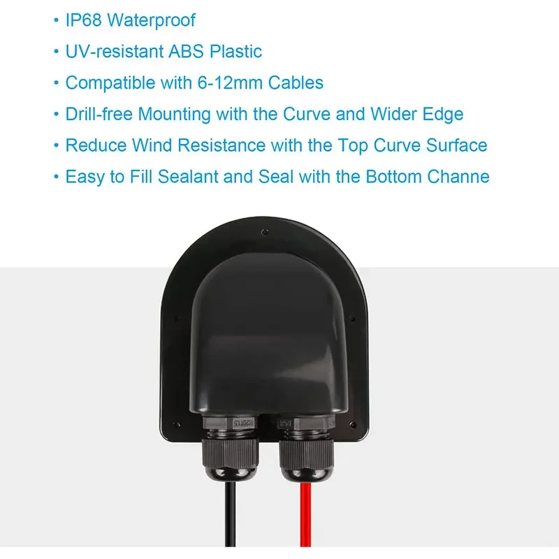 Presse-étoupe solaire à double entrée de câble, ABS résistant aux intempéries, tous les types de câbles, 2 mm² à 6 mm², projet solaire sur camping-car, bateau