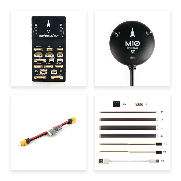 Holybro Pixhawk 6C Autopilot FC الألومنيوم حالة اللوح M10N GNSS PM02/PM07 وحدة الطاقة RC متعددة الدوار الطائرات بدون طيار استخدام الطائرة بدون طيار