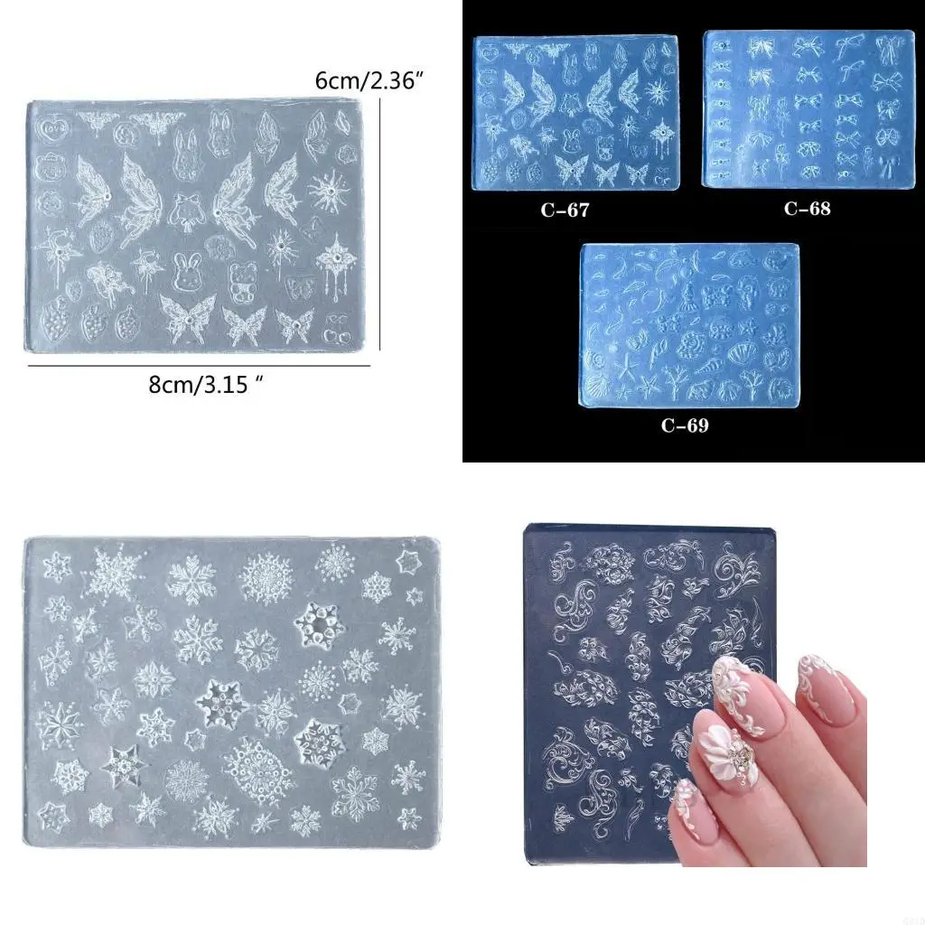 Silicone Casting Mold Embossed Pattern Making Molds Nail Carving Mold Nail Stencils Carving Templates Nail Salon Supply