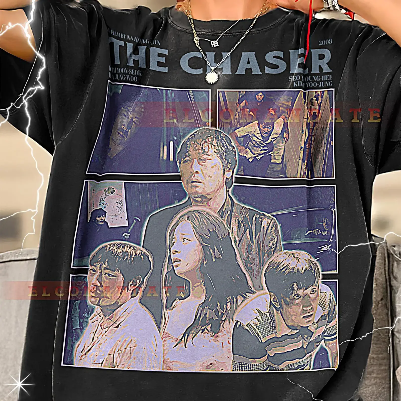 The Chaser Bootleg T Shirt Retro Jung ho Relentless Pursuit Vibe Vintage Sweater vintage Washed Versatile graphic Breathable
