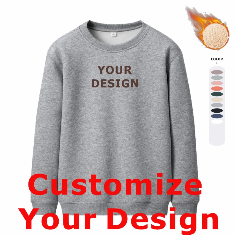 

DIY Custom Your Thickened Men Women Casual Hoodie Top Solid Color Round Neck Pullover Street Personality Sweatshirt Custom Gifts